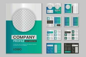 Company profile, multipage brochure template, include cover page, vertical a4 format presentation, landing page, annual report, leaflet, magazine, catalog, trendy minimalist colorful geometric design vector