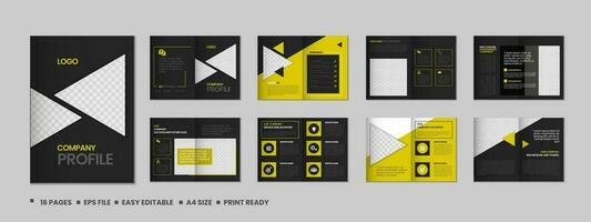 Company profile, multipage brochure template, include cover page, vertical a4 format presentation, landing page, annual report, leaflet, magazine, catalog, minimalist colorful geometric layout design vector