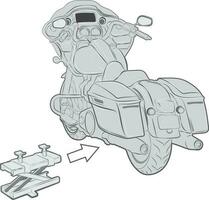 Illustration of taking a motorcycle onto a support stand vector
