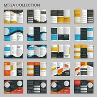 Mega pack colorful geometric trifold Brochure template, mega collection brochure design, mega set of trifold brochure template design with mockup vector