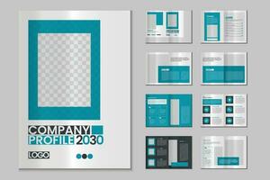 Company profile, multipage brochure template, include cover page, vertical a4 format presentation, landing page, annual report, leaflet, magazine, catalog, minimalist colorful geometric layout design vector