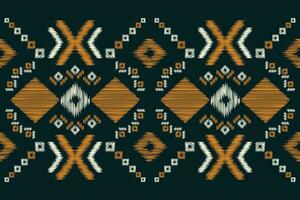 Ethnic Ikat fabric pattern geometric style.African Ikat embroidery Ethnic oriental pattern black background. Abstract,vector,illustration.Texture,clothing,frame,decoration,carpet,motif. vector