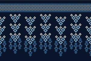 étnico geométrico tela modelo cruzar puntada.ikat bordado étnico oriental píxel modelo Armada azul antecedentes. resumen, vector, ilustración. textura,ropa,marco,decoración,motivos,seda fondo de pantalla. vector