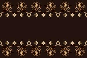 Ethnic geometric fabric pattern Cross Stitch.Ikat embroidery Ethnic oriental Pixel pattern brown background. Abstract,vector,illustration. Texture,clothing,scarf,decoration,motifs,silk wallpaper. vector