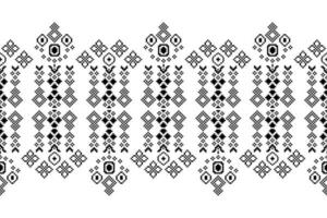 Ethnic geometric fabric pattern Cross Stitch.Ikat embroidery Ethnic oriental Pixel black white background. Abstract,vector,illustration. Texture,clothing,frame,decoration,motifs,silk wallpaper. vector