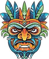 tiki festival, tiki mask vector illustration, tiki masks for t-shirt design, sticker and wall art