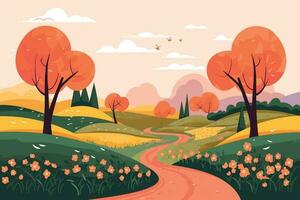 spring season flat design vector illustration, spring season background