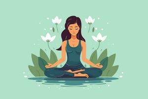 beautiful girl doing yoga illustration, international yoga day, yoga day banner, yoga day background vector