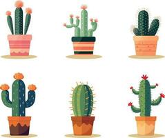 set of desert plant pots vector illustration, set of cactus plant pots vector illustration, set of indoor plant pots illustration