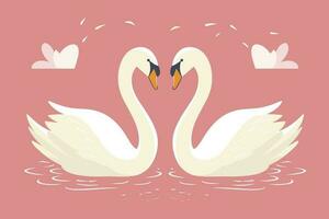 Two swans formed love shape illustration, two swans formed love shape, swans meant for love, lover's day background, valentines day background vector