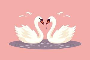 dos cisnes formado amor forma ilustración, dos cisnes formado amor forma, cisnes quiso decir para amar, del amante día fondo, san valentin día antecedentes vector