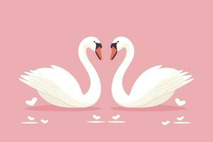 Two swans formed love shape illustration, two swans formed love shape, swans meant for love, lover's day background, valentines day background vector