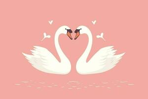 dos cisnes formado amor forma ilustración, dos cisnes formado amor forma, cisnes quiso decir para amar, del amante día fondo, san valentin día antecedentes vector