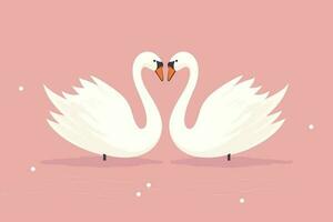 Two swans formed love shape illustration, two swans formed love shape, swans meant for love, lover's day background, valentines day background vector