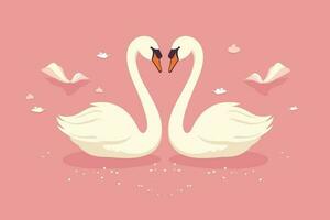 Two swans formed love shape illustration, two swans formed love shape, swans meant for love, lover's day background, valentines day background vector