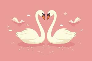 Two swans formed love shape illustration, two swans formed love shape, swans meant for love, lover's day background, valentines day background vector