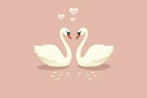 Two swans formed love shape illustration, two swans formed love shape, swans meant for love, lover's day background, valentines day background vector