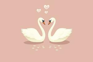 Two swans formed love shape illustration, two swans formed love shape, swans meant for love, lover's day background, valentines day background vector