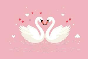 dos cisnes formado amor forma ilustración, dos cisnes formado amor forma, cisnes quiso decir para amar, del amante día fondo, san valentin día antecedentes vector