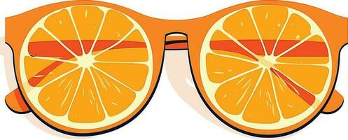 Freshly Cut Citrus Fruit and stylish glasses on White Background, eye glasses with oranges illustration vector