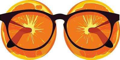 Freshly Cut Citrus Fruit and stylish glasses on White Background, eye glasses with oranges illustration vector