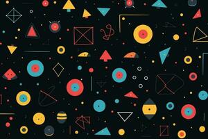 geometric shapes seamless pattern on isolated dark background vector