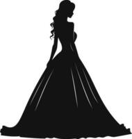 silhouette of a beautiful woman in wedding dress on isolated background vector