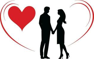 silhouette of a couple forming love shape illustration on isolated background vector