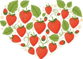 strawberries arranged in the form of love shape vector illustration on isolated background