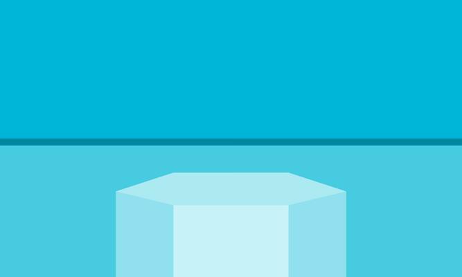 Vector hexagon podium blue background. Product presentation blue background. Copy space for content, text, design.