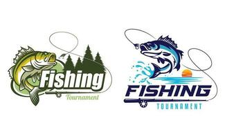 fishing tournament logo designs vector