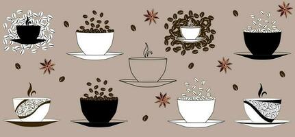 Set of logos coffee cups in vector