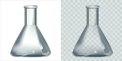 vaso transparente matraz para química y alquimia en vector