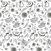 Fruit and berry seamless pattern in vector