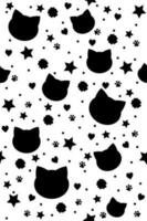 Seamless pattern with black cats in vector for printing