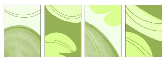 Set of abstract green background. Watercolor and wavy organic nature eco shapes design templates. vector