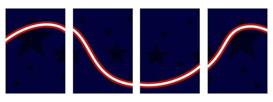 Set of america holiday background. Usa flag, blue background and copy space. Vector illustration