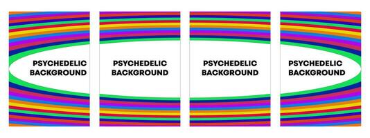 Set of abstract psychedelic background. Groovy hippie rainbow 70s trendy style. Poster, cover, card, banner psychedelic vector