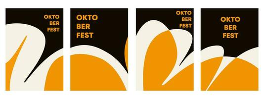 Set of oktoberfest background. Abstract dynamic waves beer color. Vertical banner vector