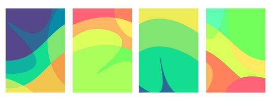 Set of colorful abstract background. Dynamic wavy colorful shapes. Template design card, cover, banner, poster vector
