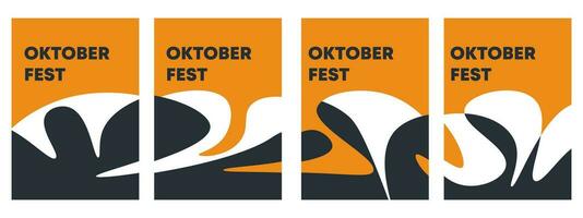 Set of creative oktoberfest background. Abstract dynamic wavy vector template design oktoberfest