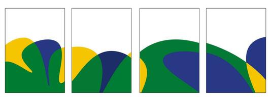 Set of abstract brazil background. Dynamic fluid wave design. Wavy brazil banner background vector