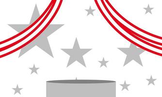 Abstract podium presentation background. America Pedestal presentation with star and ribbon. Mock up show product vector