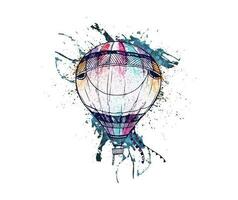 air balloon watercolor vector. T-shirt design graphics print ready vector