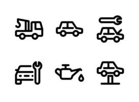 conjunto simple de iconos de línea de vector de servicio de coche