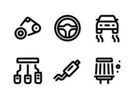 conjunto simple de iconos de línea de vector de servicio de coche