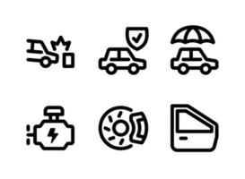 conjunto simple de iconos de línea de vector de servicio de coche