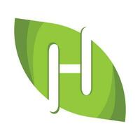 Letter h combined with leaf shape vector