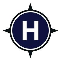Letter H inside the compass vector