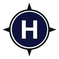 Letter H inside the compass vector